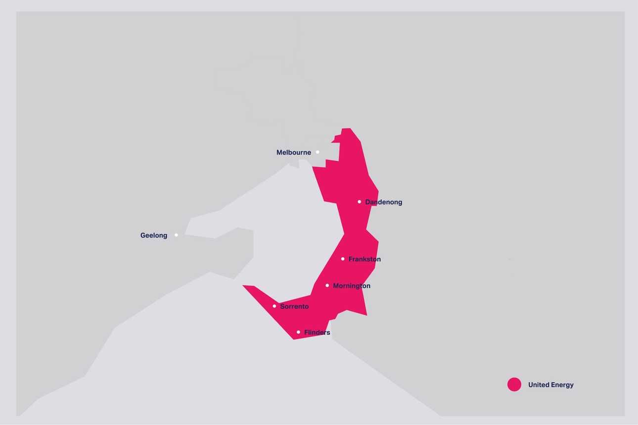 Map of the United Energy service boundary