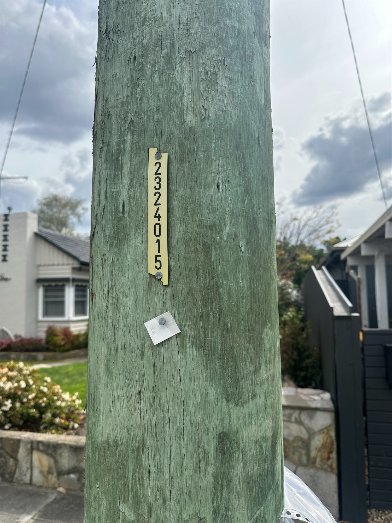 A photo of the number on the power pole